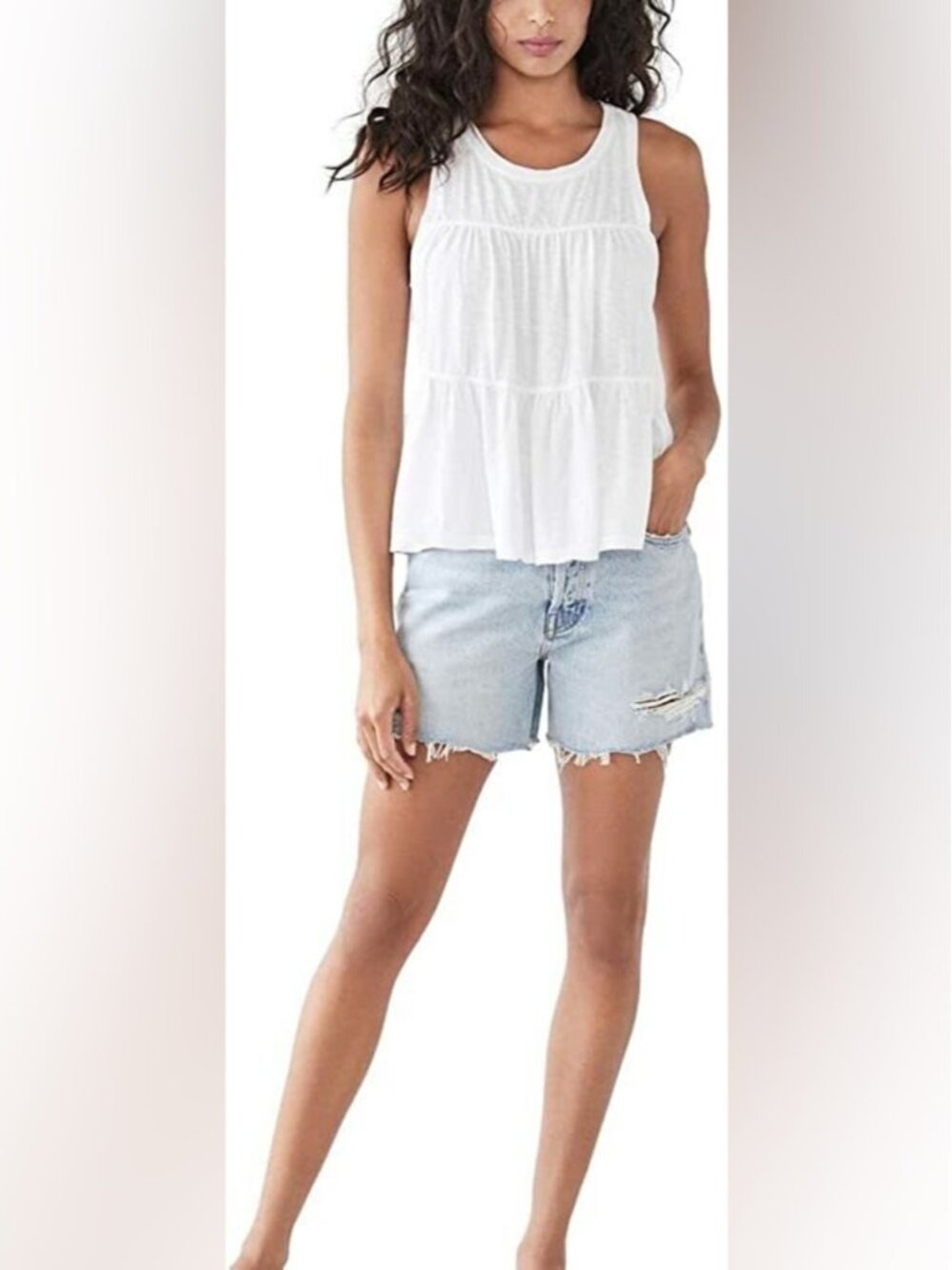 Sundry Anthropologie 100% cotton white tank top made in USA medium